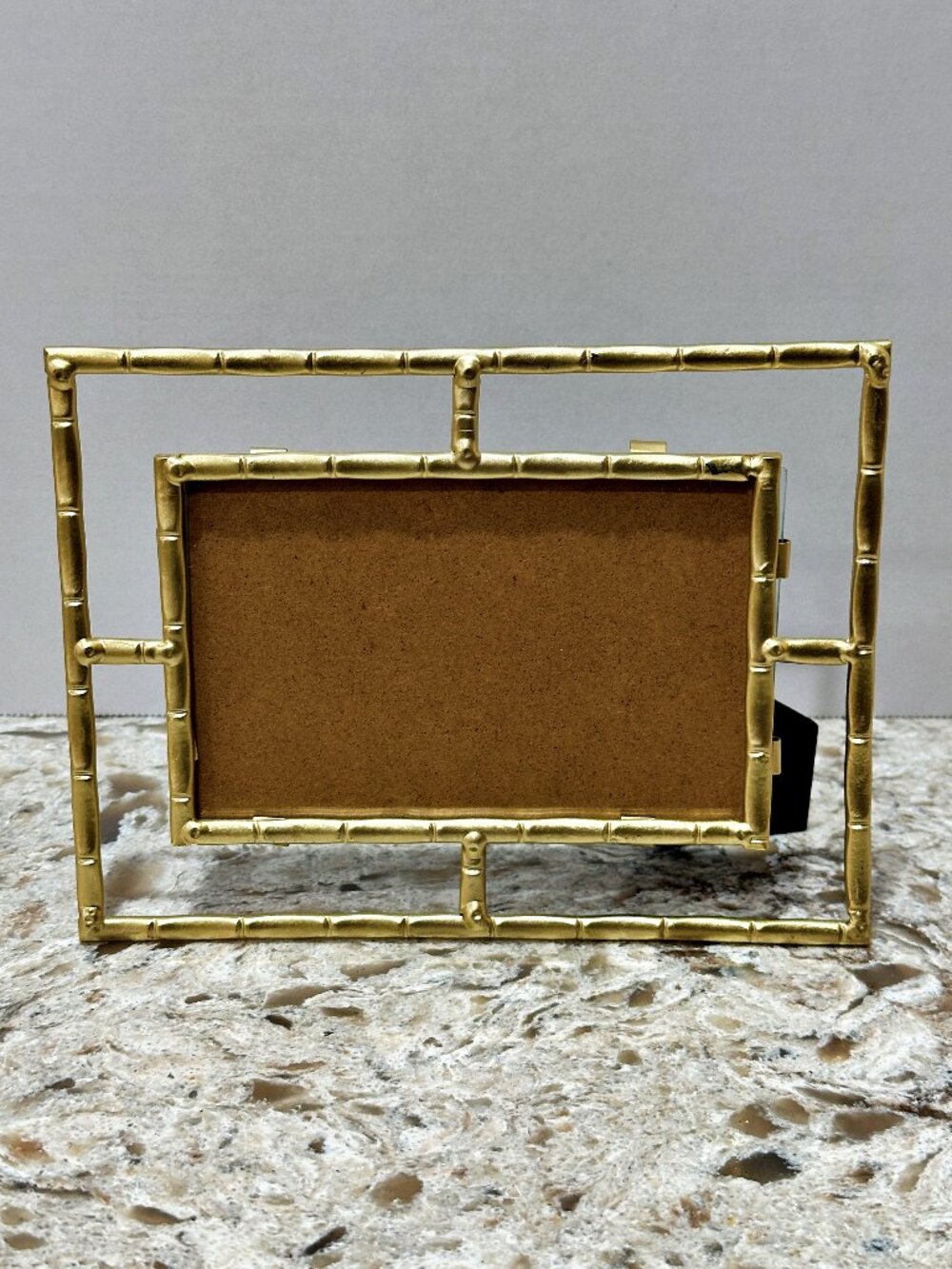 Gold Tone Faux Bamboo 4x6 Picture Frame Hollywood Regency Chinoiserie Tabletop